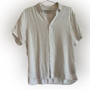 A&F Summer Linen Blend Shirt - Size Large, Short Sleeve, White